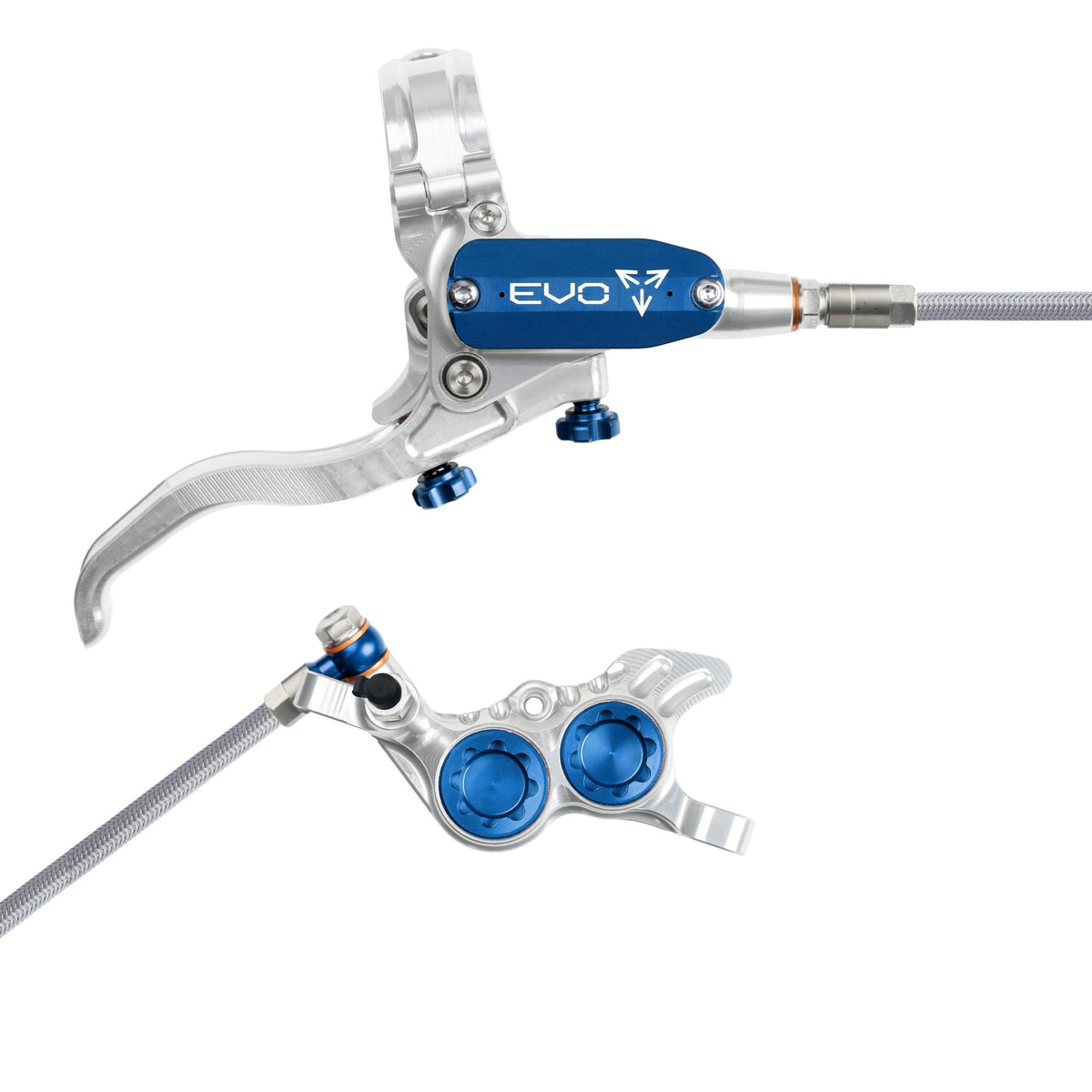 Hope Brake EVO GR4 No Rotor BRAIDED RH- Silver/Blue