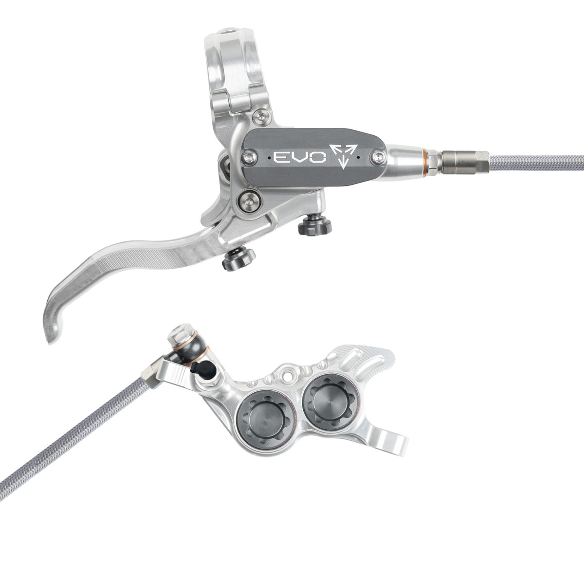 Hope Brake EVO GR4 No Rotor BRAIDED RH- Silver/Smoke