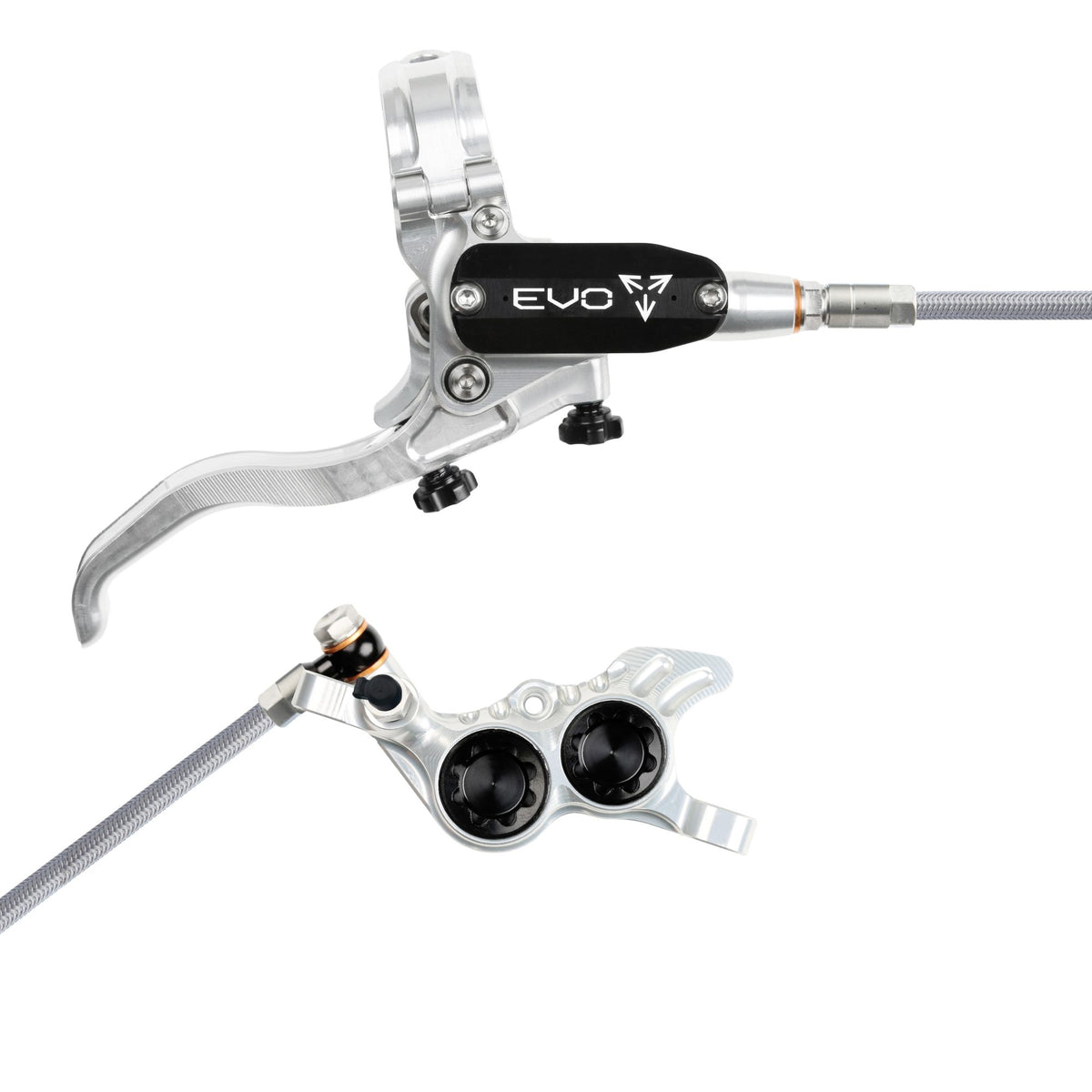 Hope Brake EVO GR4 No Rotor BRAIDED RH- Silver/Black