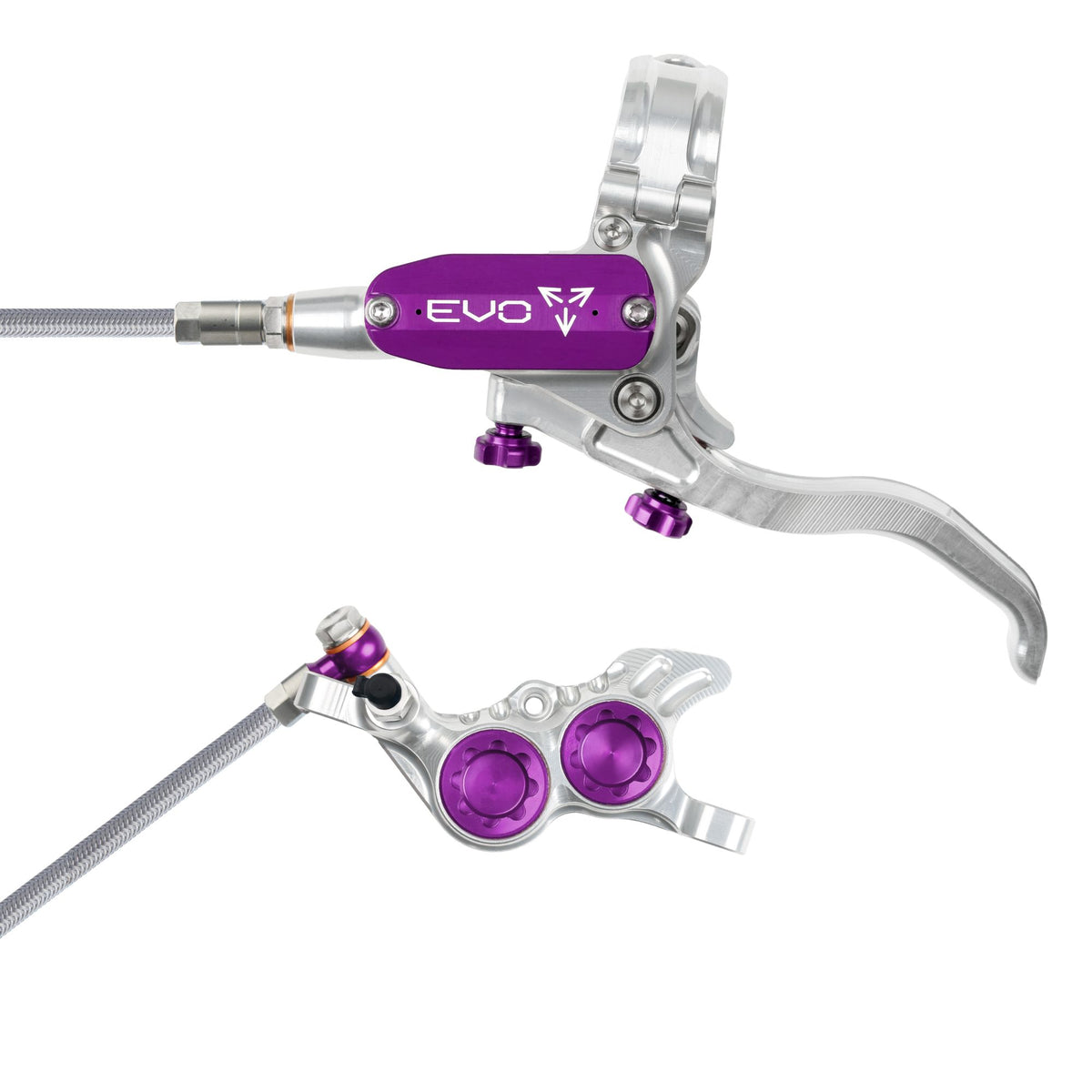 Hope Brake EVO GR4 No Rotor BRAIDED LH- Silver/Purple