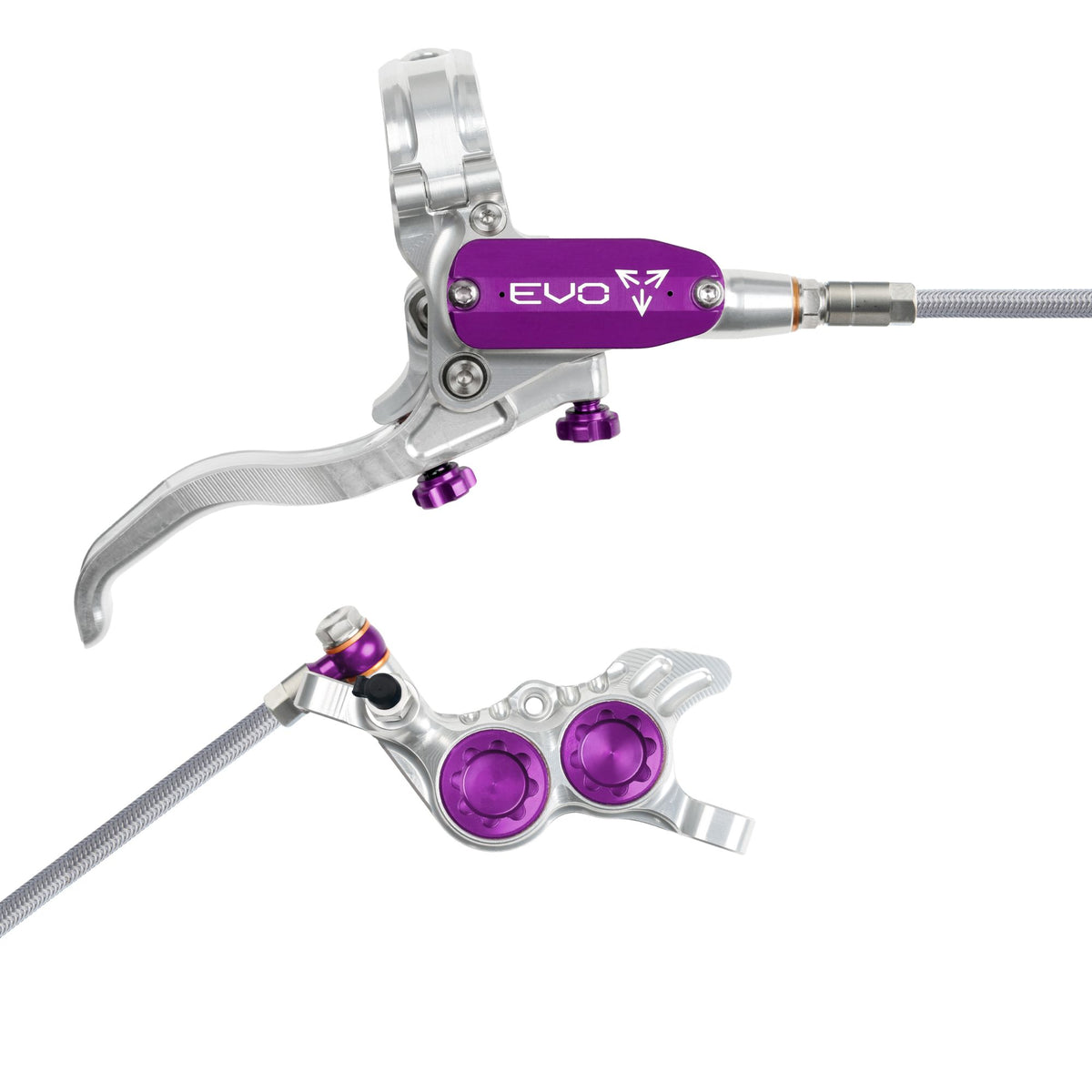 Hope Brake EVO GR4 No Rotor BRAIDED RH- Silver/Purple