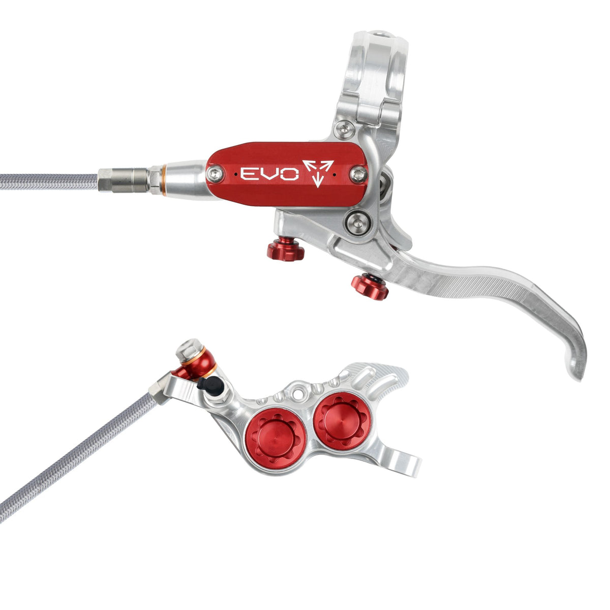 Hope Brake EVO GR4 No Rotor BRAIDED LH- Silver/Red