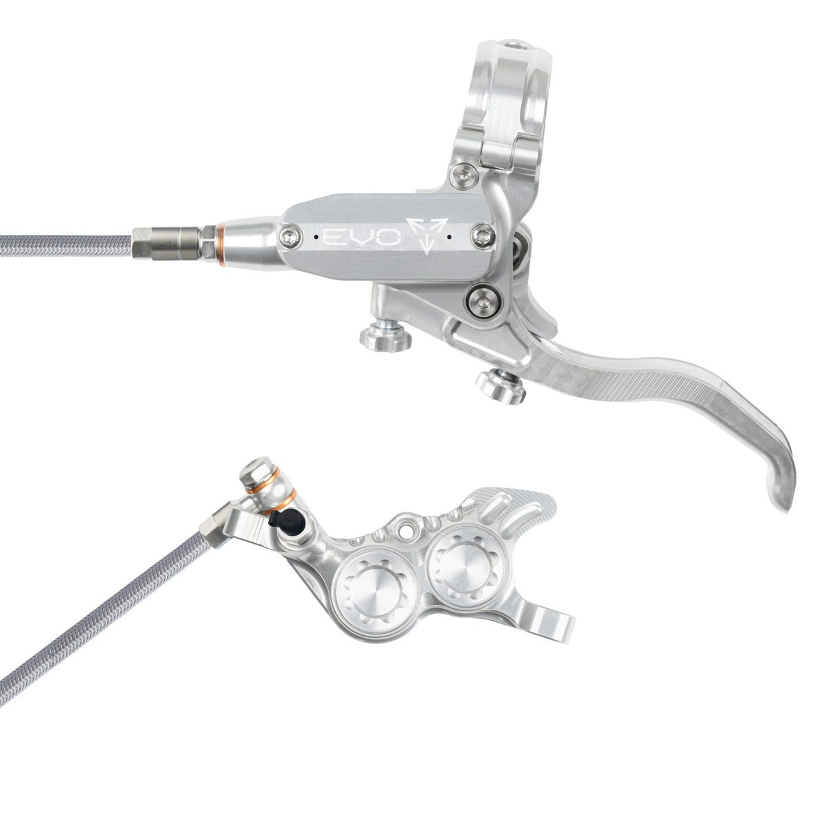 Hope Brake EVO GR4 No Rotor BRAIDED LH- Silver/Silver