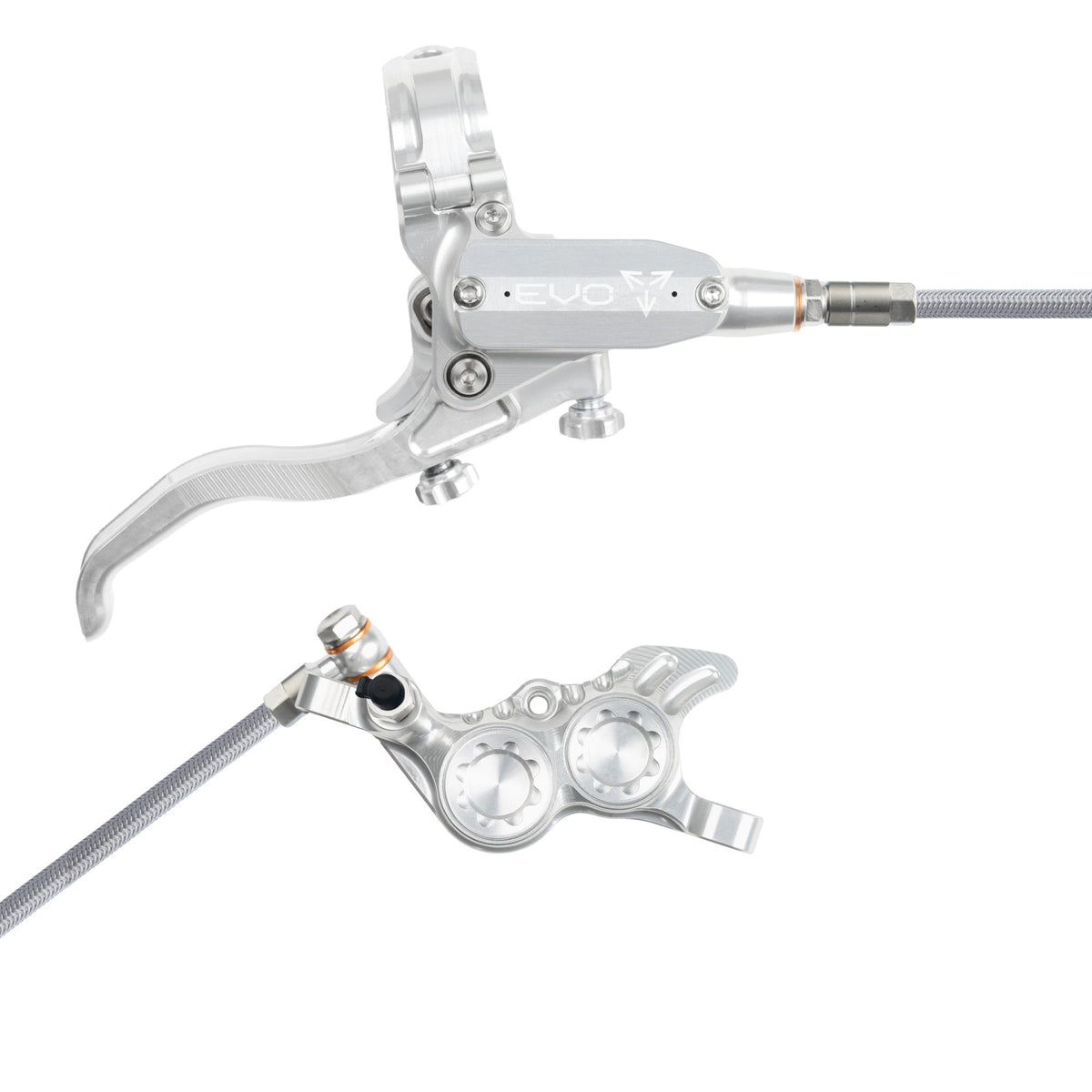 Hope Brake EVO GR4 No Rotor BRAIDED RH- Silver/Silver