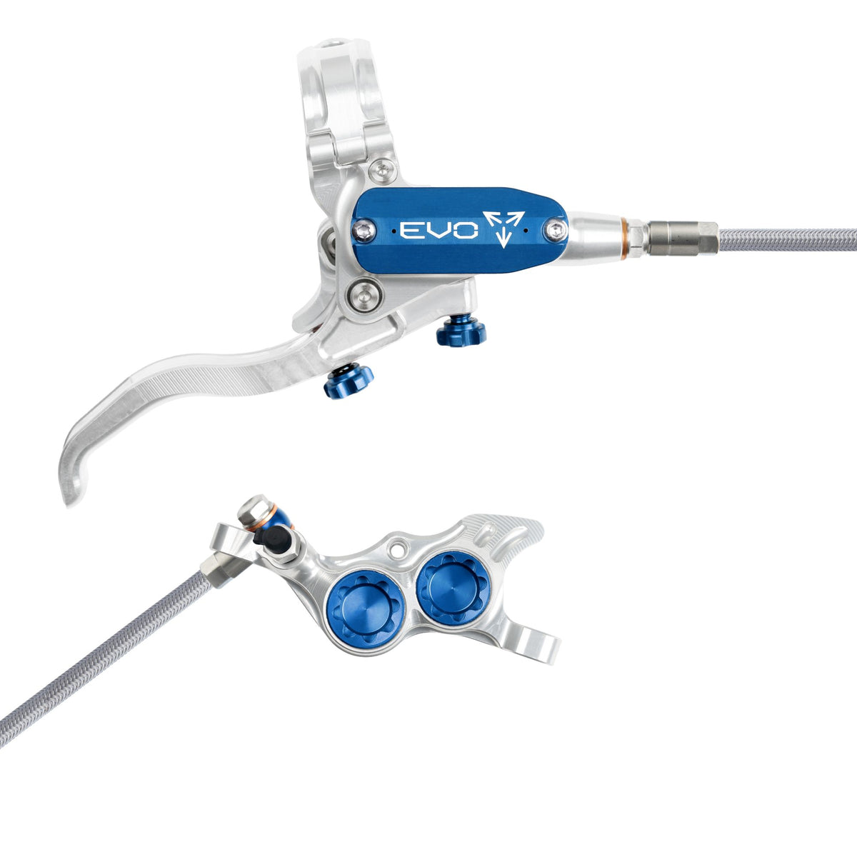 Hope Brake EVO TR4 No Rotor BRAIDED RH- Silver/Blue