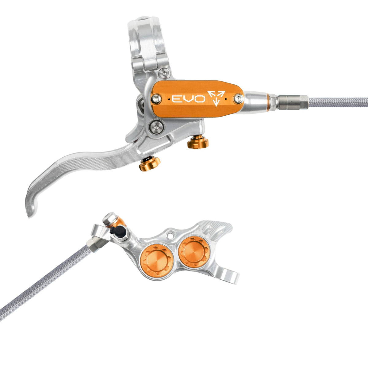 Hope Brake EVO TR4 No Rotor BRAIDED RH- Silver/Orange