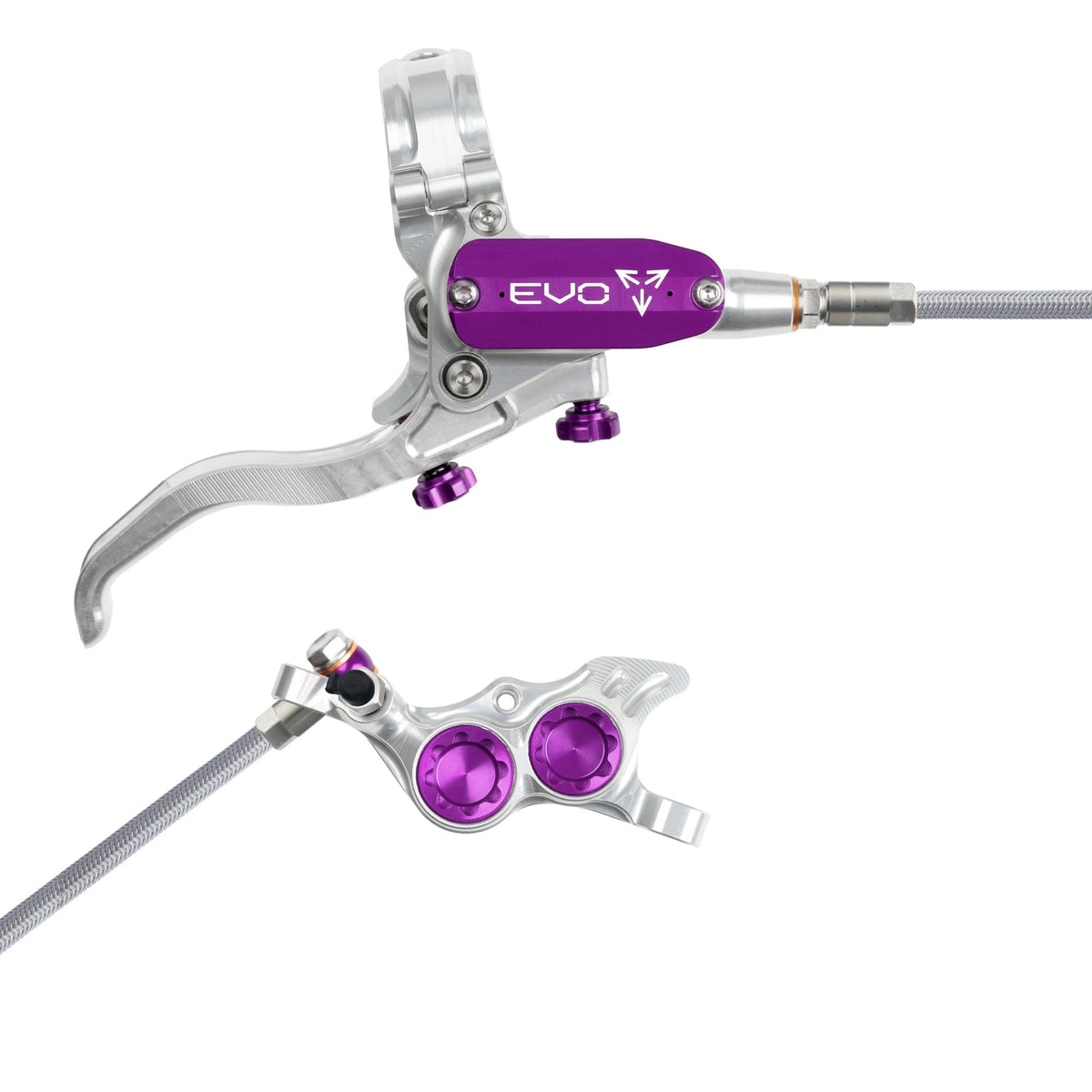 Hope Brake EVO TR4 No Rotor BRAIDED RH- Silver/Purple