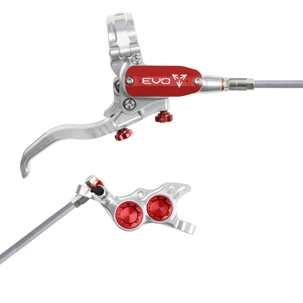 Hope Brake EVO TR4 No Rotor BRAIDED RH- Silver/Red