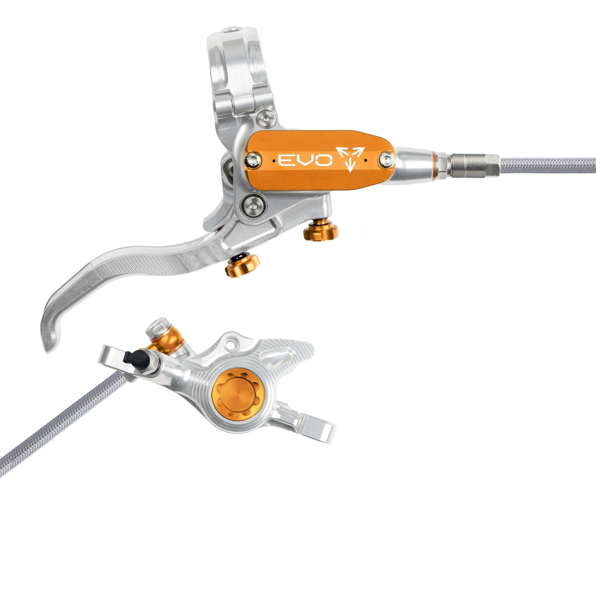 Hope Brake EVO X2 No Rotor BRAIDED RH- Silver/Orange