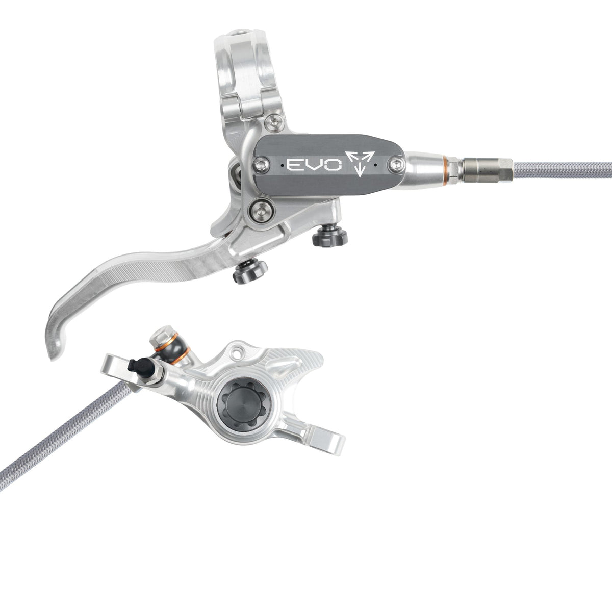 Hope Brake EVO X2 No Rotor BRAIDED RH- Silver/Smoke