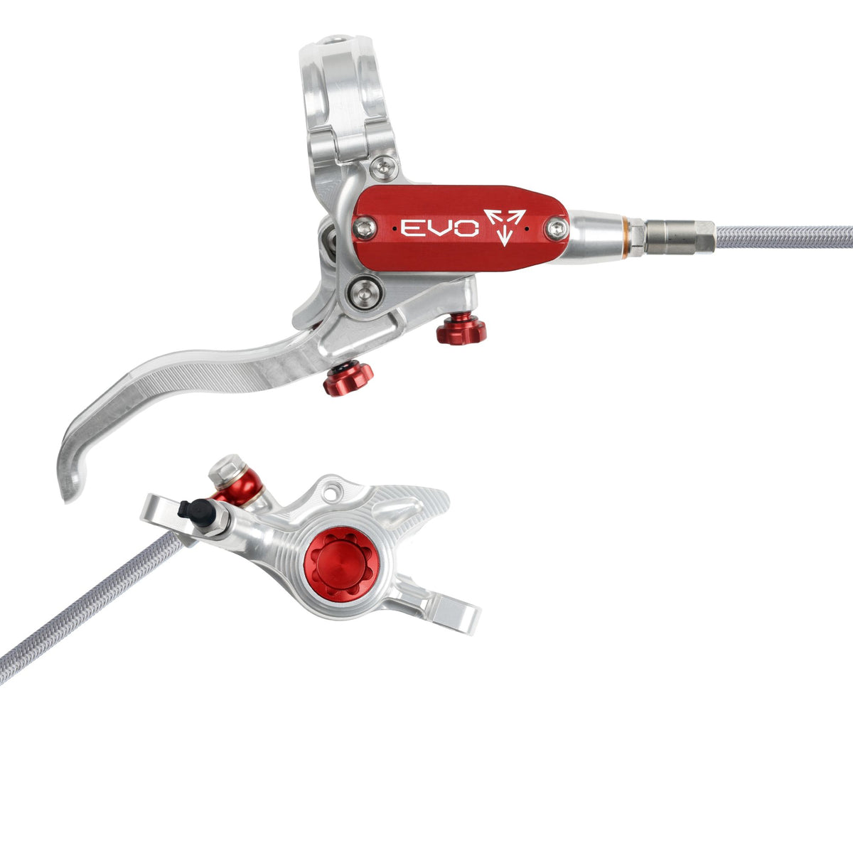 Hope Brake EVO X2 No Rotor BRAIDED RH- Silver/Red