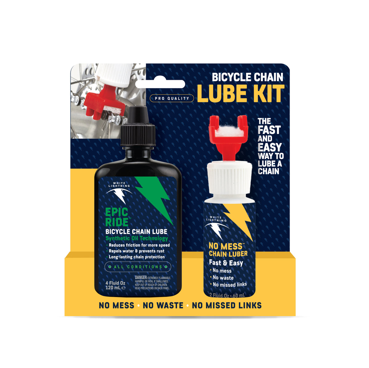 NO MESS CHAIN LUBER+EPIC RIDE LUBE (SINGLE UNIT)