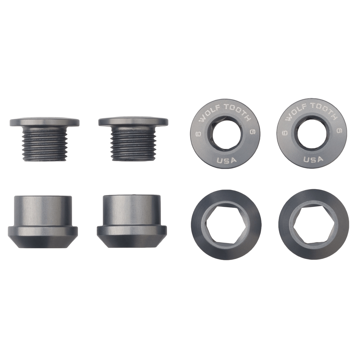 SET OF 4 CHAINRING BOLTS+NUTS FOR 1X GUNMTAL 6MM