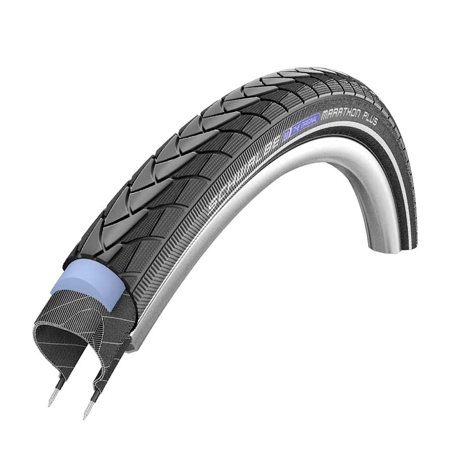 Schwalbe, Marathon Plus, Hybrid Tire, 700x35C, Wire, Clincher, Endurance, SmartGuard, Reflex, 67TPI, Black