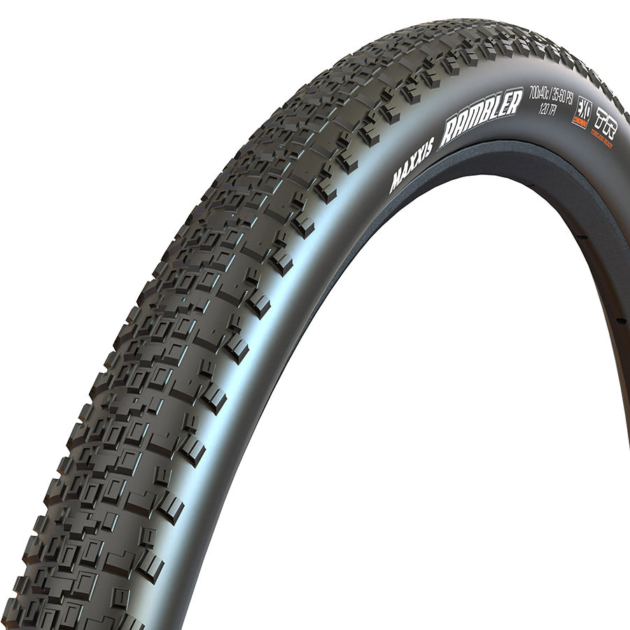 Maxxis, Rambler, Gravel Tire, 700x40C, Folding, Tubeless Ready, Dual, EXO, 120TPI, Black