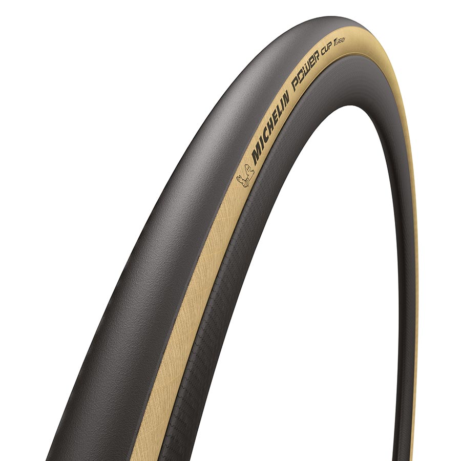 Michelin, Power Cup TLR, Road Tire, 700x25C, Folding, Tubeless Ready, X-Race, Tubeless Shield, 4x120TPI, Tanwall
