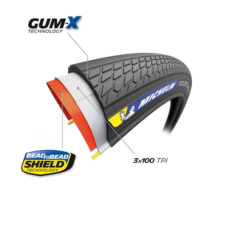 Michelin, Power Adventure Classic TS TLR, Gravel Tire, 700x48C, Folding, Tubeless Ready, GUM-X, GUM-X, 3x100TPI, Tanwall