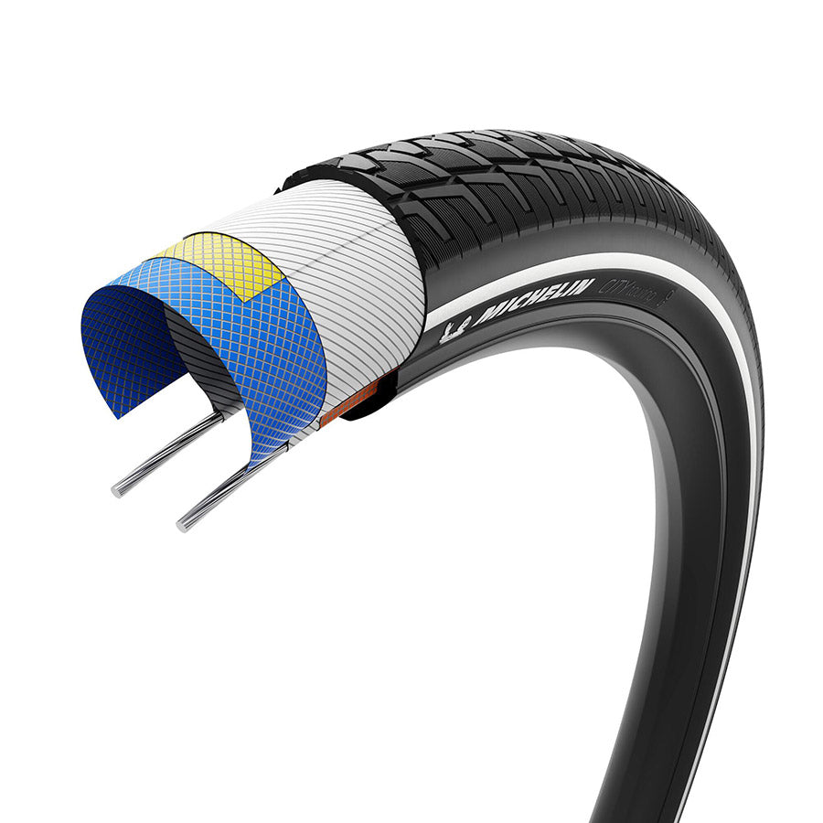 Michelin, City Touring, Road Tire, 27.5''x2.20, Wire, Clincher, MAGI-X, City Shield, 3x62, Black
