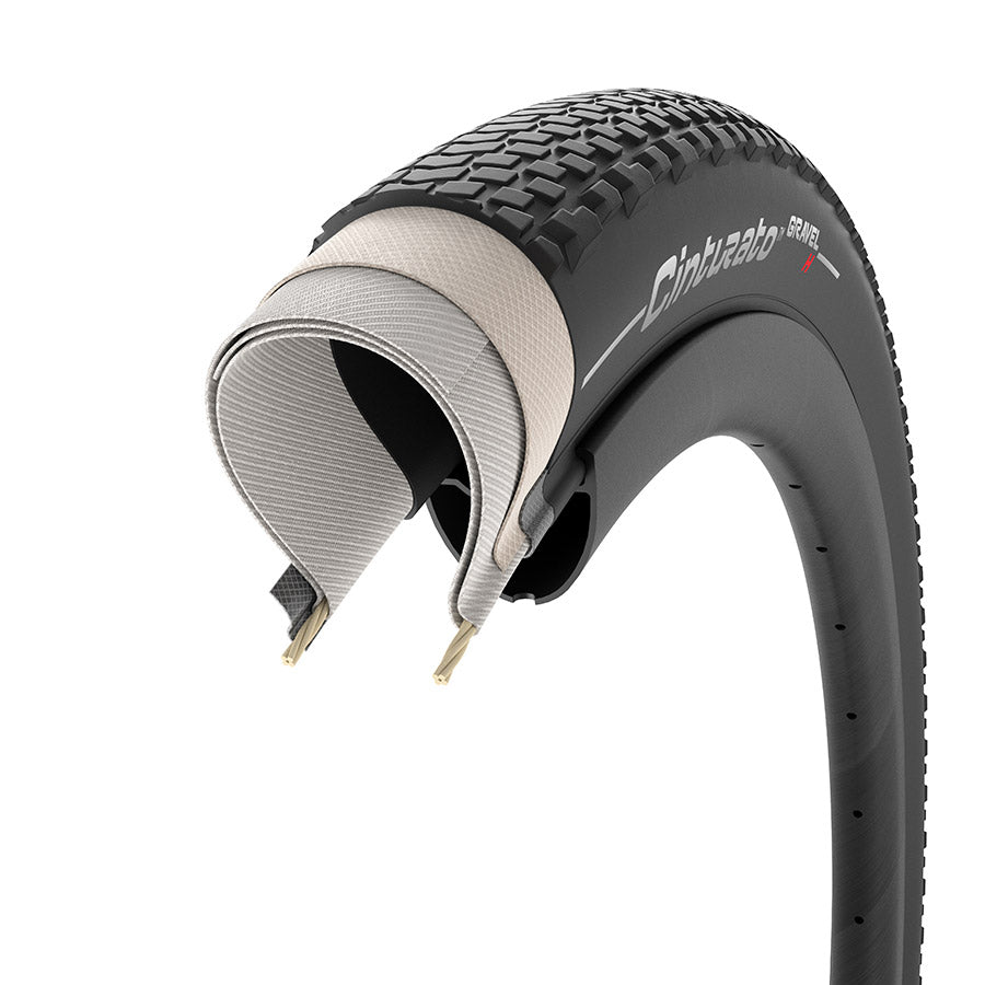 Pirelli, Cinturato Gravel H P-Line, Gravel Tire, 700x45C, Folding, Tubeless Ready, SpeedGrip, TechWALL, 60TPI, Black