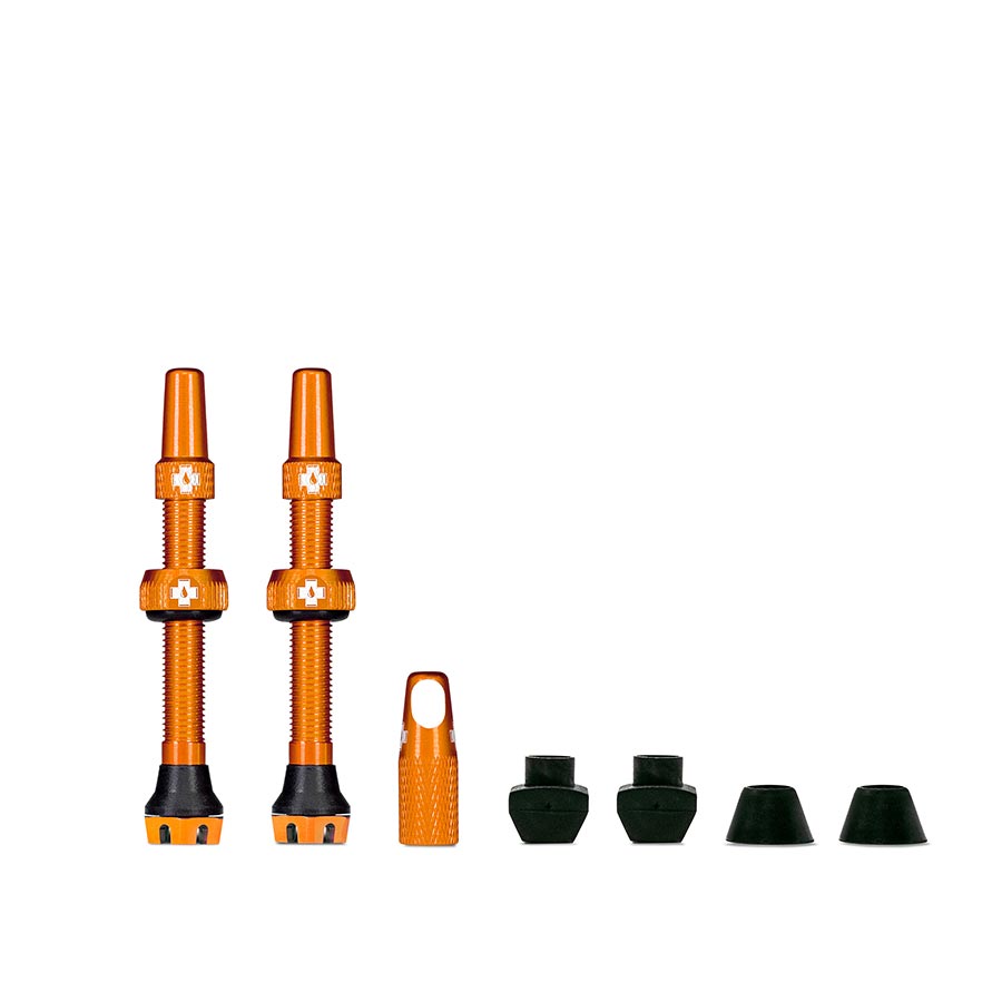 Muc-Off, V2, Tubeless Valve, Presta, 44mm, Orange, Pair