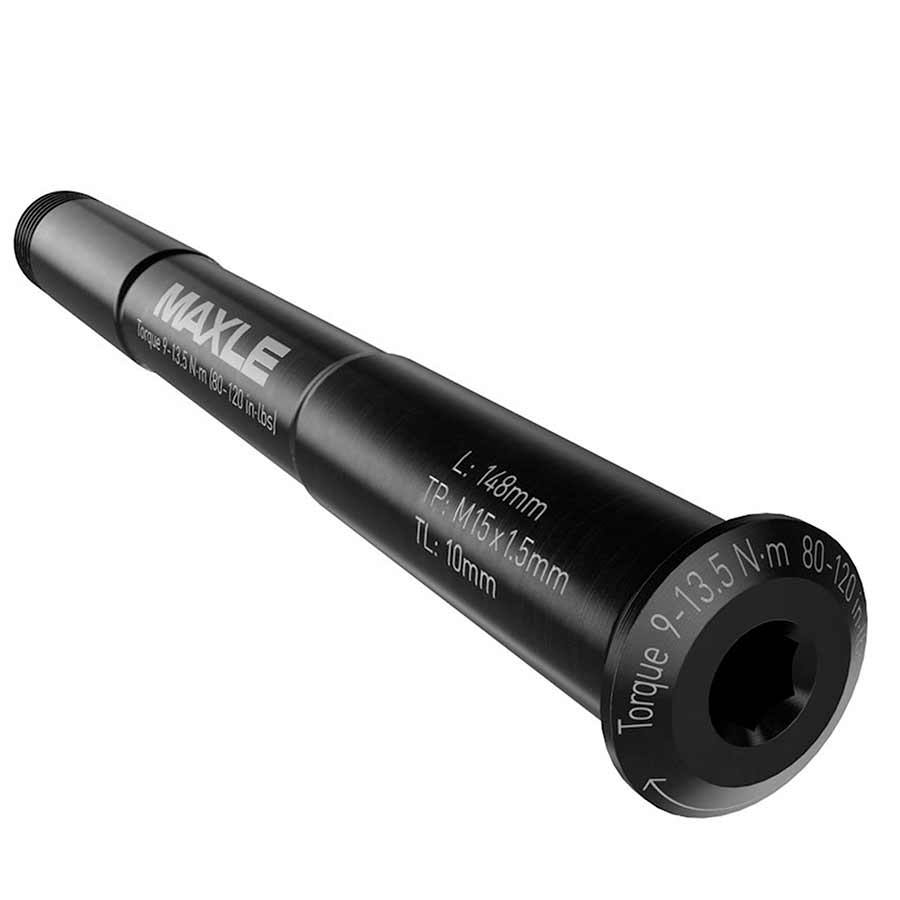 RockShox, MAXLE STEALTH, Thru Axle, Front, 15x110mm TA, Length: 158mm, Thread Length: 9mm, Thread Pitch: M15x1.50, Boost