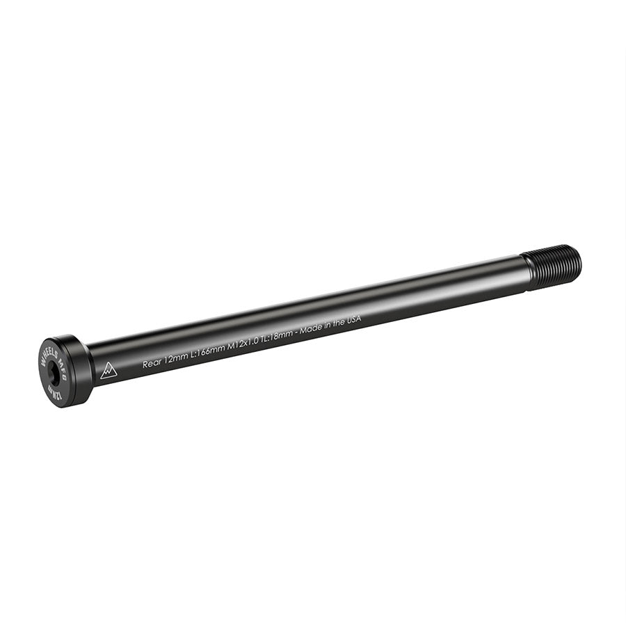Wheels Manufacturing, Rear 12mm Thru Axle, Thru Axle, Rear, Length: 166mm, Thread Length: 18mm, Thread Pitch: M12x1.00