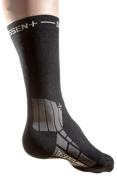Dissent Labs Genuflex Padded MTB Compression Crew Sock, Black, X-Small/Youth (Men's sz 3.0-4.5)