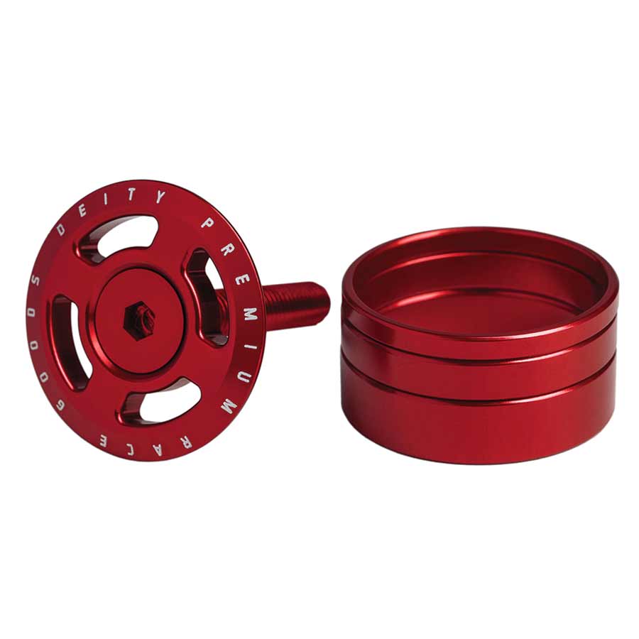 Deity, Crosshair, Topcap and headset spacers, 1-1/8'', Red