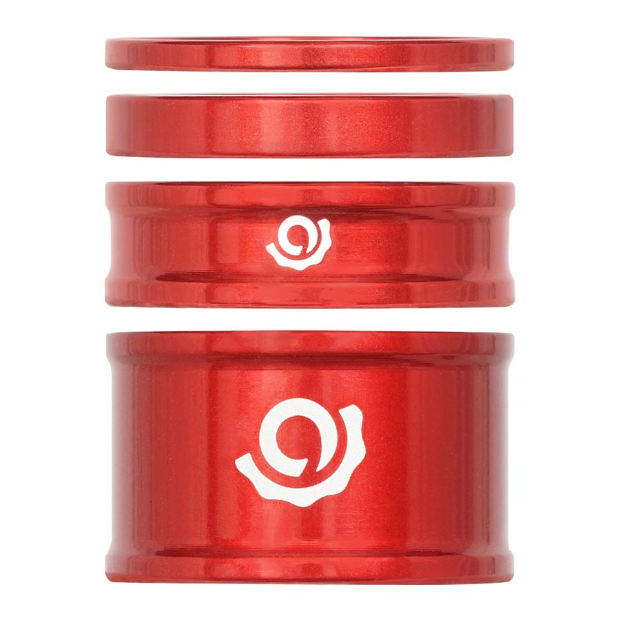 Industry Nine, iRiX, Headset Spacer Kit, 1-1/8'', Height: 2.5mm/5mm/10mm/20mm, Aluminum, Red