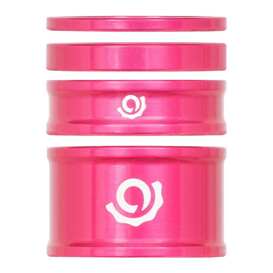Industry Nine, iRiX, Headset Spacer Kit, 1-1/8'', Height: 2.5mm/5mm/10mm/20mm, Aluminum, Pink