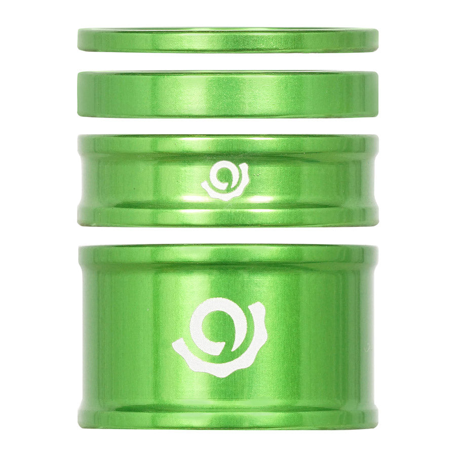 Industry Nine, iRiX, Headset Spacer Kit, 1-1/8'', Height: 2.5mm/5mm/10mm/20mm, Aluminum, Lime