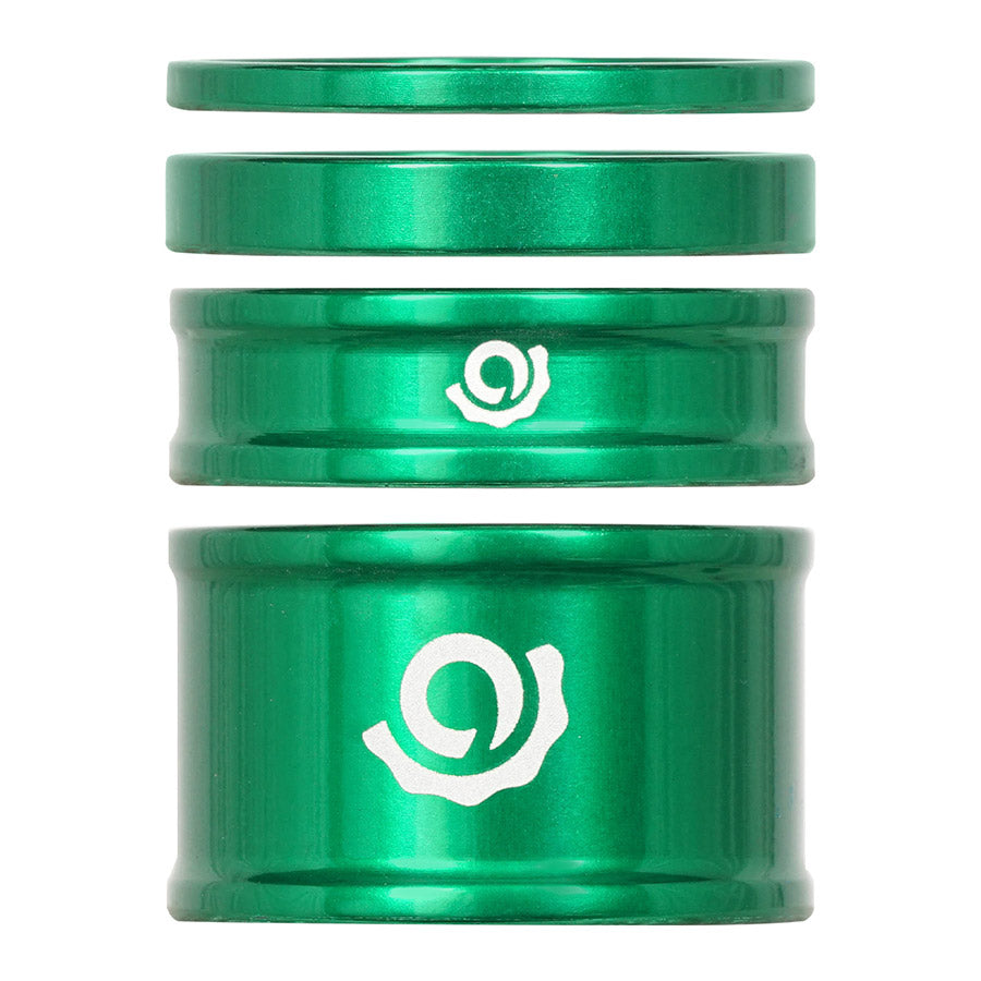 Industry Nine, iRiX, Headset Spacer Kit, 1-1/8'', Height: 2.5mm/5mm/10mm/20mm, Aluminum, Green