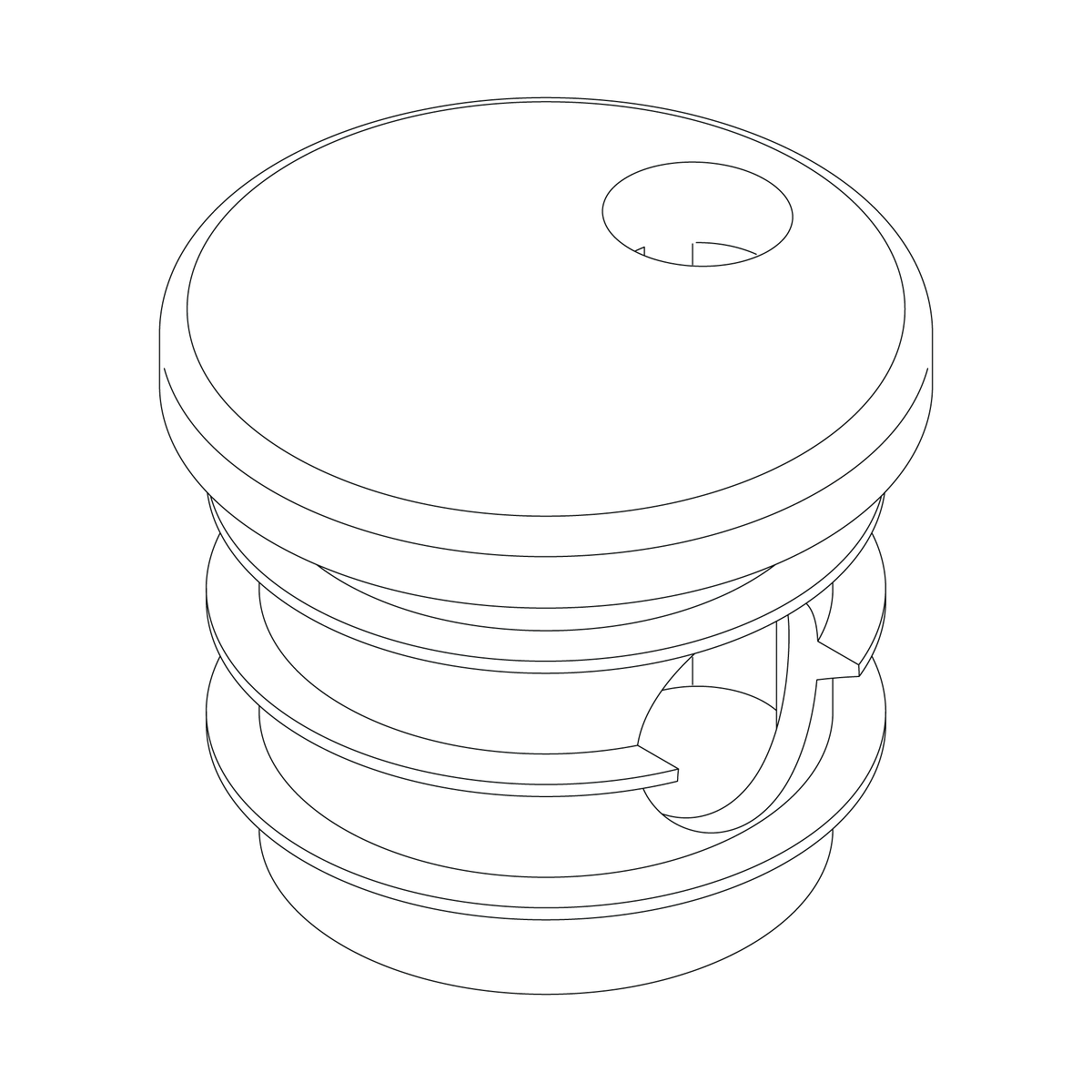 Flag cap 1" round ribbed