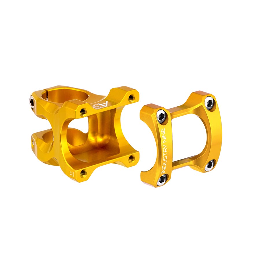 Industry Nine, A318, Stem, Diameter: 31.8mm, Length: 30mm, Steerer: 1-1/8'', 8°, Gold