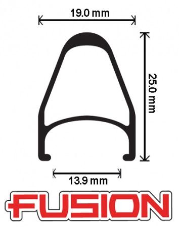Velocity Fusion Rim 700c 20 hole machined sidewalls Black