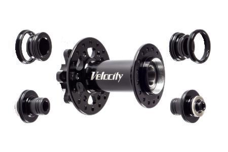 Velocity Race Disc Front Hub, Convertible axle, 36 hole, Black