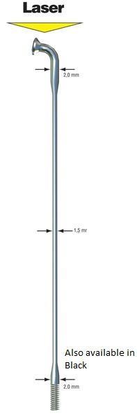 Sapim Laser Spoke 272mm Double Butted, 14/17, Black, J-Bend, Single