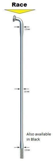 Sapim Race Spoke 296mm Double Butted, 14/15, Black, J-Bend, Bag/100
