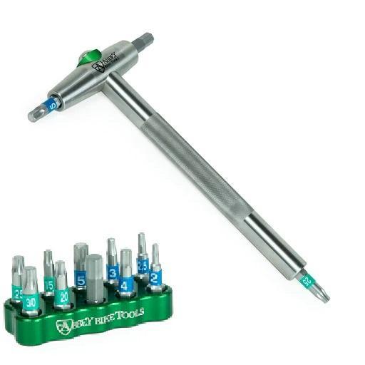Abbey Bike Tools T-Way Multi Tool, Frame with Interchangeable 10 piece Bit Set