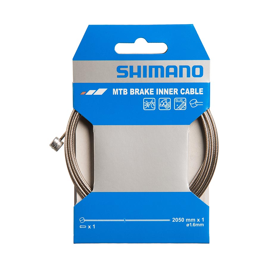 Shimano, Brake Cable, 1.6mm, 2050mm, Stainless Steel, MTB, Unit
