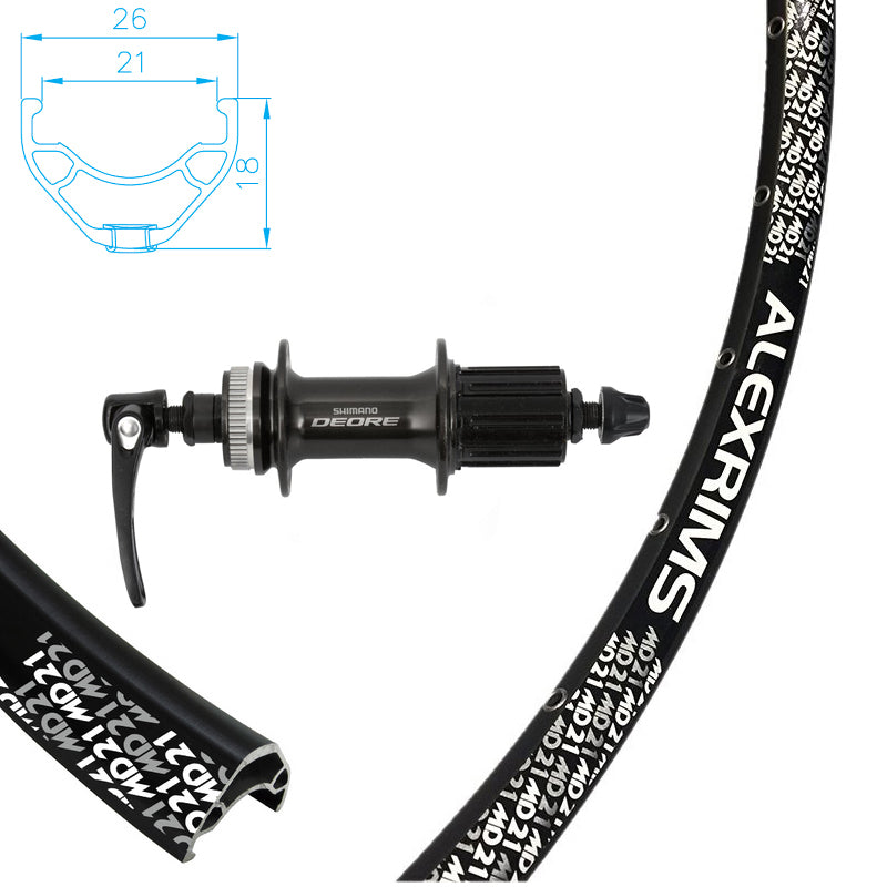 ALEXRIMS - 27.5''/650B MD21 DISC BLACK - REAR / DEORE BLACK CENTER LOCK