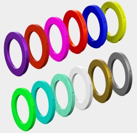 Magura 2 Piston Brake Caliper Rings, Purple/Red/Neon Pink (x2 of each colour)
