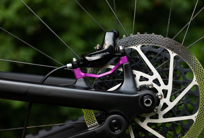 Oak Components Plasmadapt Brake Adapter, Post Mount, +23mm, Purple (incl. Titanium Mounting Hardware)