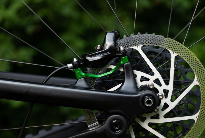 Oak Components Plasmadapt Brake Adapter, Post Mount, +23mm, Green (incl. Titanium Mounting Hardware)