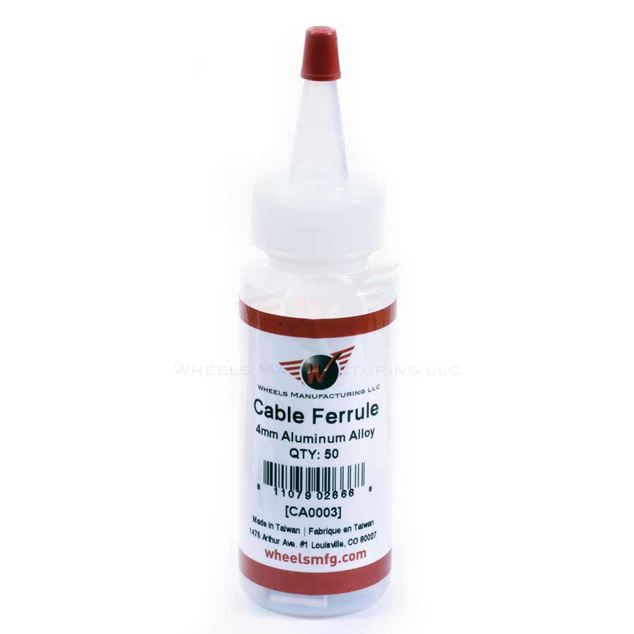 Wheels Manufacturing Cable Housing Ferrule, 4mm, Alloy, Bottle of 50