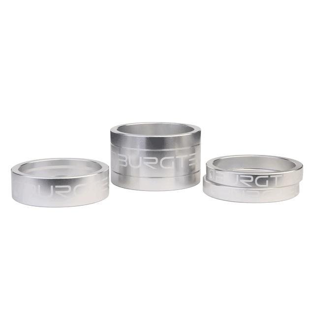 Burgtec Stem Spacer Kit (2x 5mm, 1x 10mm, 1x 20mm), Rhodium Silver