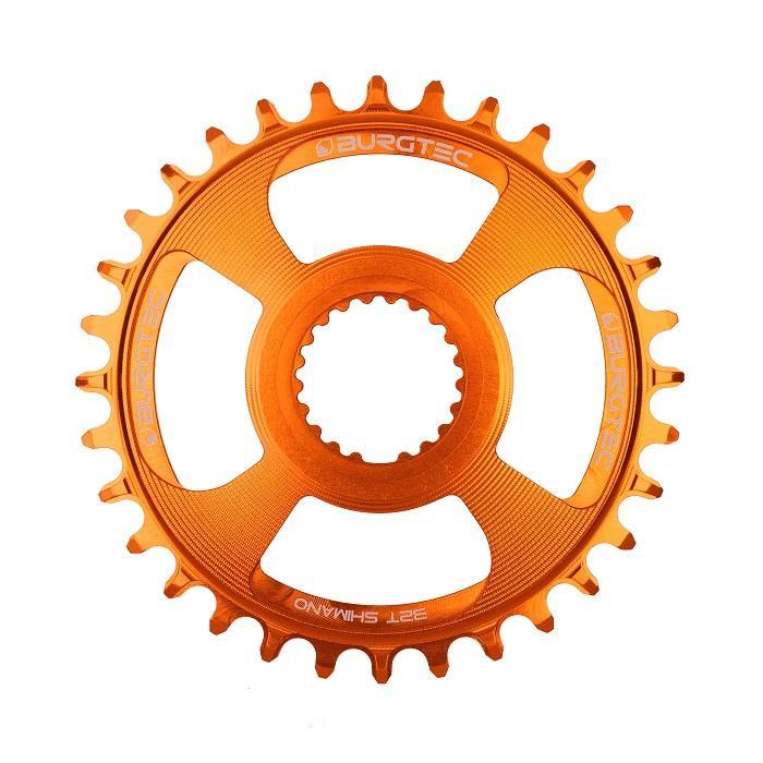 Burgtec ThickThin Chainring, Shimano Direct Mount, 28T, Iron Bro Orange