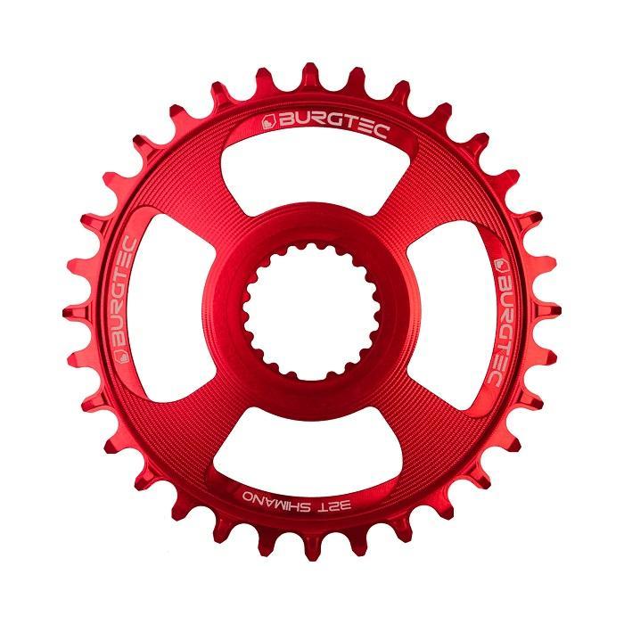 Burgtec ThickThin Chainring, Shimano Direct Mount, 30T, Race Red