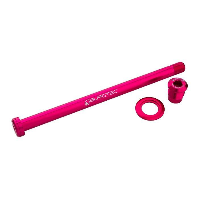 Burgtec Rear Axle, 184.5mm x 12mm x 1.0 Pitch (Trek), Toxic Barbie Pink