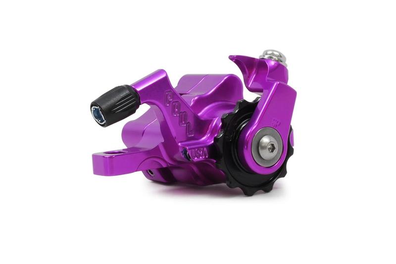 Paul Components Klamper Disc Brake, PM/IS, Purple w/Blk Adjusters, Short-pull /each